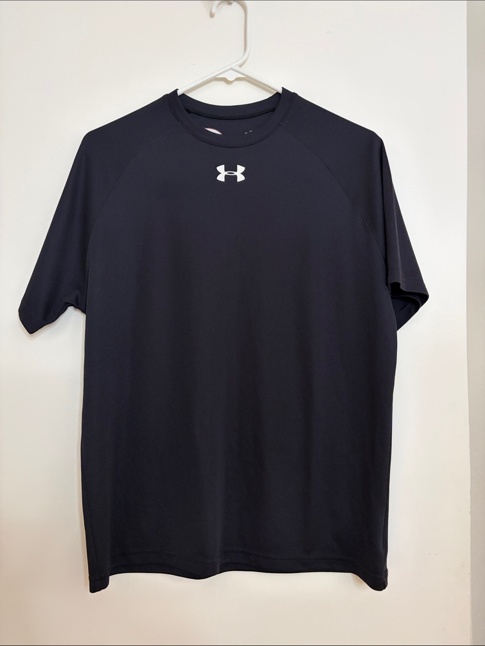 Under Armour Black Men’s Short Sleeve Athletic Tee with White Logo